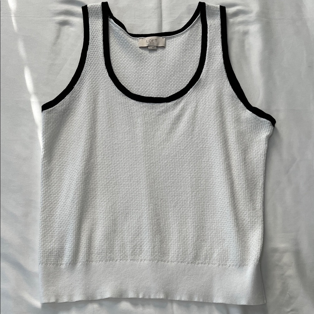 LOFT Outlet White/Black Lightweight Sweater Tank
